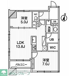 京王井の頭線 明大前駅 徒歩5分の賃貸マンション 7階2LDKの間取り