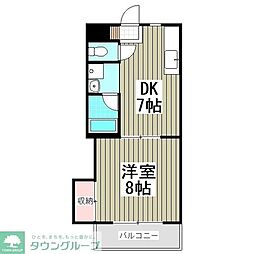 小田急小田原線 成城学園前駅 徒歩8分の賃貸マンション 3階1Kの間取り