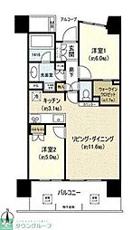京王井の頭線 高井戸駅 徒歩3分の賃貸マンション 9階2LDKの間取り