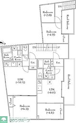 京王線 代田橋駅 徒歩10分の賃貸マンション 4階1LDKの間取り