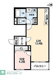京王線 八幡山駅 徒歩7分の賃貸マンション 1階1LDKの間取り