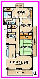 京王線 府中駅 徒歩13分の賃貸マンション 1階3SLDKの間取り