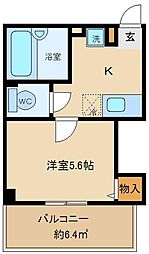 サクセスマンション調布 1Kの間取図画像