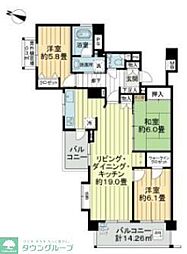 セザール千歳船橋コルティーレ 3LDKの間取図画像
