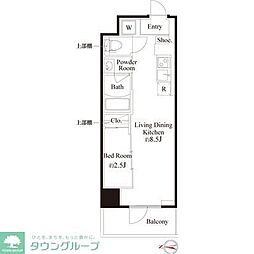 ハーモニーレジデンス東京武蔵関WESTSIDE 1LDKの間取図画像