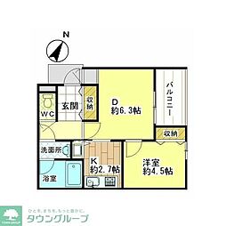 ベルテ経堂 1DKの間取図画像