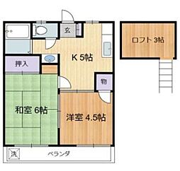 フローラル調布 2Kの間取図画像