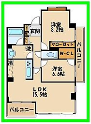 クールセリシエ 2LDKの間取図画像