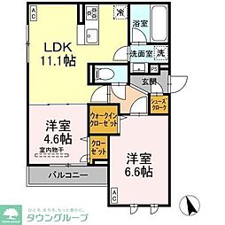 D'Bless 狛江 2LDKの間取図画像