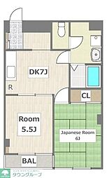 ハイム山広 2DKの間取図画像