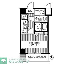 アルテリア方南町 1Kの間取図画像