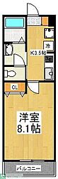 カーサエノモト 1Kの間取図画像