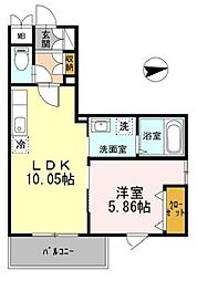 ナチュール浜田山 1LDKの間取図画像