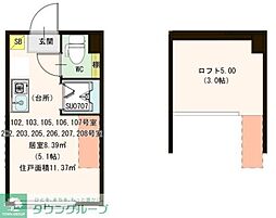 ハーモニーテラス久我山 ワンルームの間取図画像