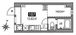 マツバラハウス ワンルームの間取図画像