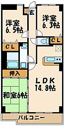 ルミエールヤガサキ 3LDKの間取図画像