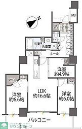 エルザ世田谷ザ・タワーA棟 3LDKの間取図画像