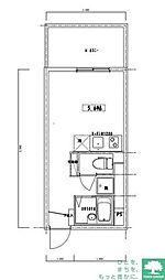 ウエストインパート3 2階ワンルームの間取り