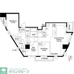 343レジデンス目黒II（オープンレジデンシア） 5階3LDKの間取り