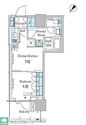 ＨＡＲＵＭＩ　ＦＬＡＧ　ＰＯＲＴ　ＶＩＬＬＡＧＥ　D棟 11階1DKの間取り