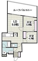 SAKURA　C　TERRACE 3階2LDKの間取り