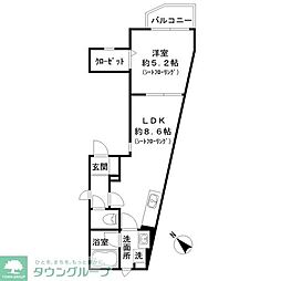 フローラ戸越公園 3階1LDKの間取り