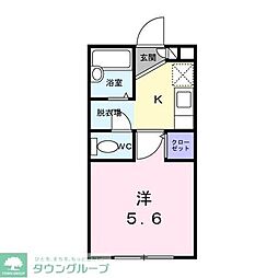 マーセーハウス 2階1Kの間取り