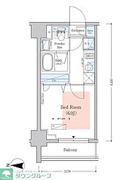 アーバネックス南品川II 7階1Kの間取り