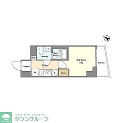 プライマル戸越銀座 7階1Kの間取り