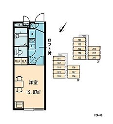 東急池上線 洗足池駅 徒歩6分の賃貸アパート 2階1Kの間取り