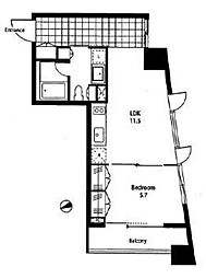 ベルファース戸越スタティオ 11階1LDKの間取り