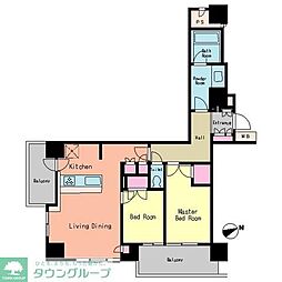 レジディアタワー目黒不動前 2LDKの間取図画像