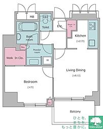 レジディアタワー目黒不動前 1LDKの間取図画像