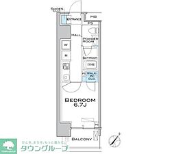 MFPRコート武蔵小山 1Kの間取図画像