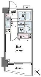 エコロジー都立大学レジデンス 1Kの間取図画像