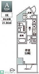 レジディア中延2 1Kの間取図画像