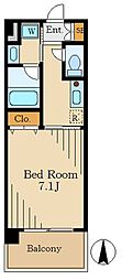 KDXレジデンス用賀 1Kの間取図画像