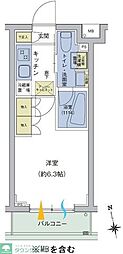 アジールコート品川中延 1Kの間取図画像