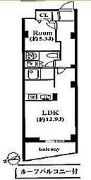 パシフィックコート中延 1LDKの間取図画像