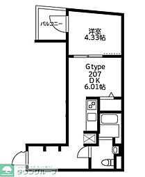 U Residence武蔵小山 1DKの間取図画像