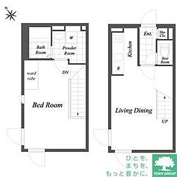 ルクレ目黒不動前 1LDKの間取図画像