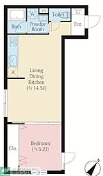 世田谷区下馬5丁目マンション 1LDKの間取図画像