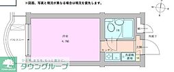 モナーク大岡山 1Kの間取図画像