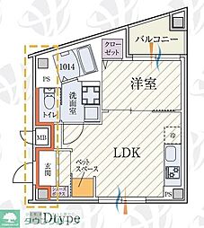 b'CASA田園調布 1LDKの間取図画像