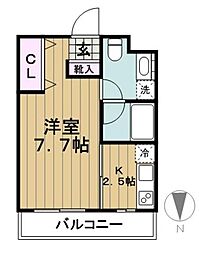 レグラス大岡山 1Kの間取図画像