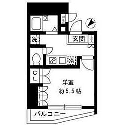 アヴィニティー品川戸越 1Kの間取図画像