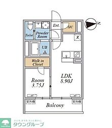 大田区南千束1丁目マンション 1LDKの間取図画像