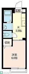エスポアール雪谷 1Kの間取図画像