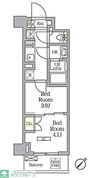 ラティエラ武蔵小山レジデンス 2Kの間取図画像