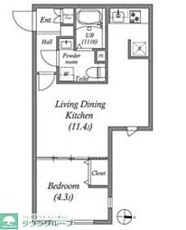 LUORE池上II 1LDKの間取図画像